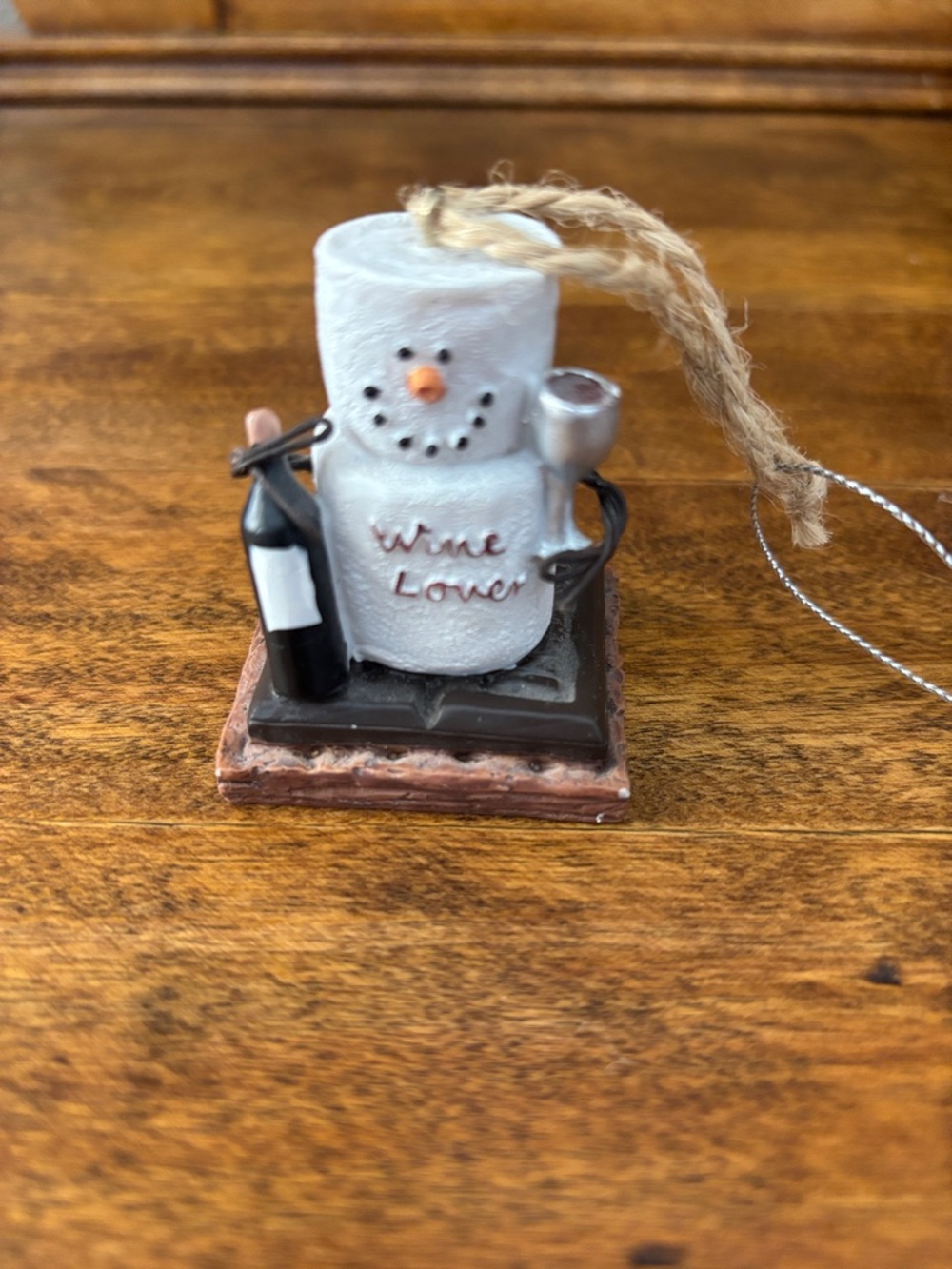 The original s’mores Wine Lover Snowman Ornament -